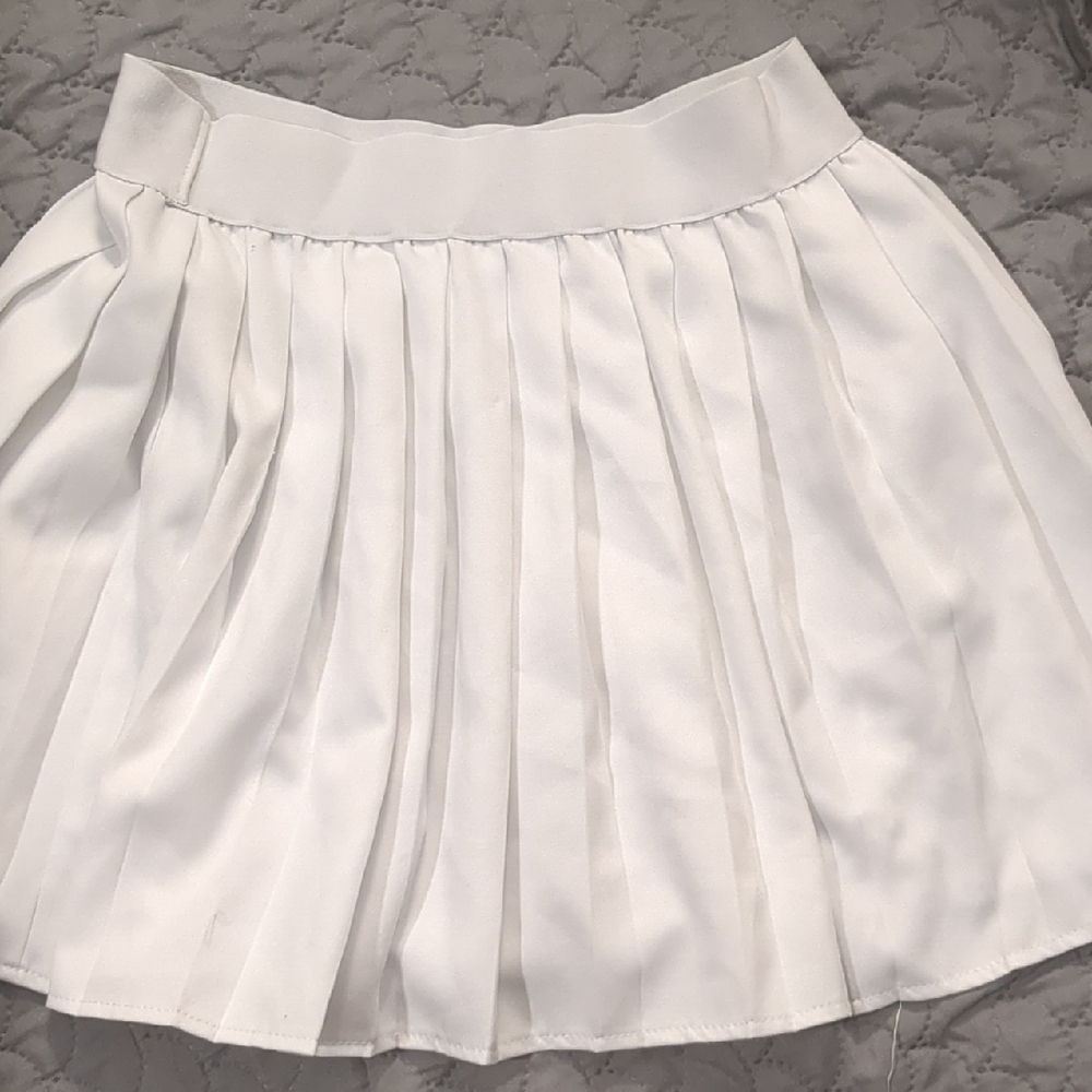 Pleated White Skirt